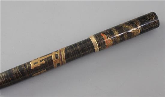 A Dunhill Namiki Maki-e fountain pen decorated by Shogo Lijima c.1930, 5in.